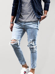 Lässige, zerrissene Herren-Jeans im Bleistift-Design 