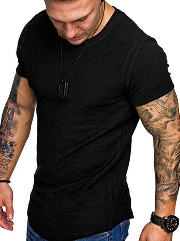 Short-sleeved T-shirt bamboo cotton solid color round neck T-shirt men's bottoming shirt