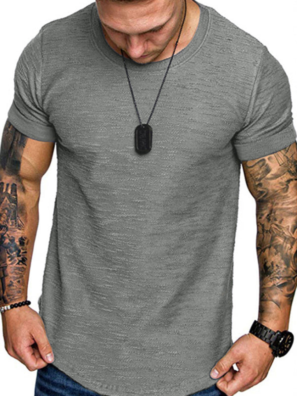 Short-sleeved T-shirt bamboo cotton solid color round neck T-shirt men's bottoming shirt