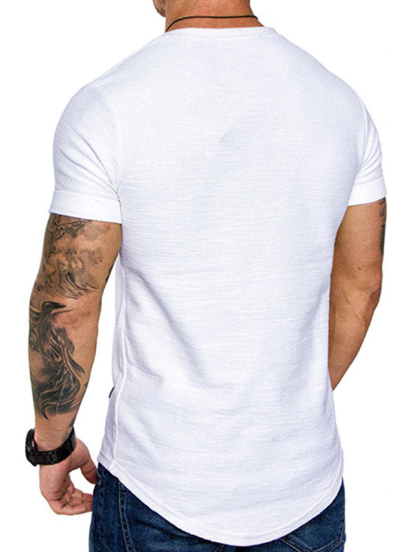 Short-sleeved T-shirt bamboo cotton solid color round neck T-shirt men's bottoming shirt