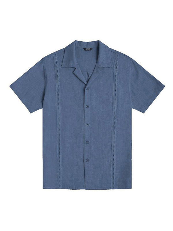 Chemise en lin ample et décontractée pour hommes, chemise de plage cubaine Guayabera à manches courtes 