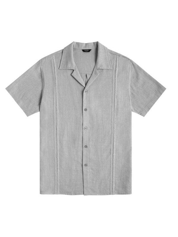 Chemise en lin ample et décontractée pour hommes, chemise de plage cubaine Guayabera à manches courtes 