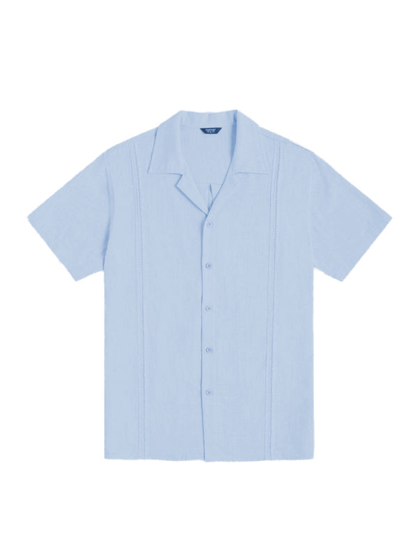 Chemise en lin ample et décontractée pour hommes, chemise de plage cubaine Guayabera à manches courtes 