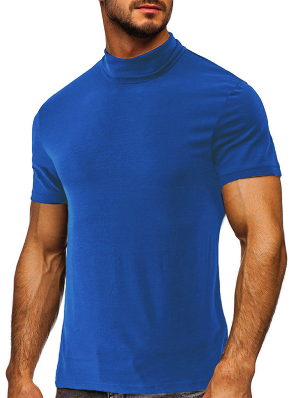 T-shirt à col roulé pour homme, manches courtes, polyvalent 