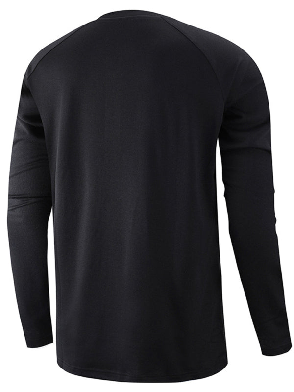 Herren Freizeit-Henley-Langarmshirt mit Knöpfen 