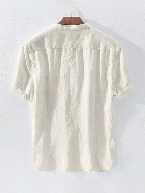 Chemise homme décontractée à col mandarin tissé 