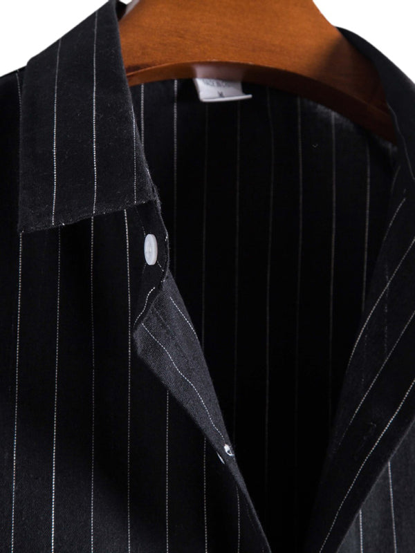 Chemise rayée décontractée à manches courtes pour homme 