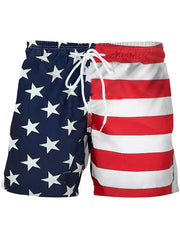 Men's patriotic flag swim shorts - front view with stars pattern