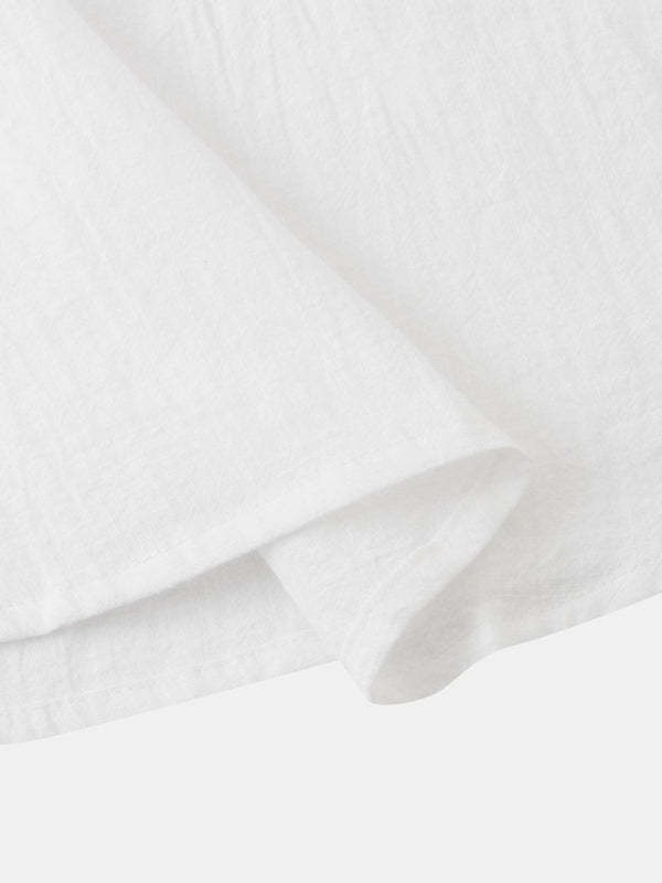Chemise de plage décontractée à manches courtes en coton et lin pour homme, col montant 