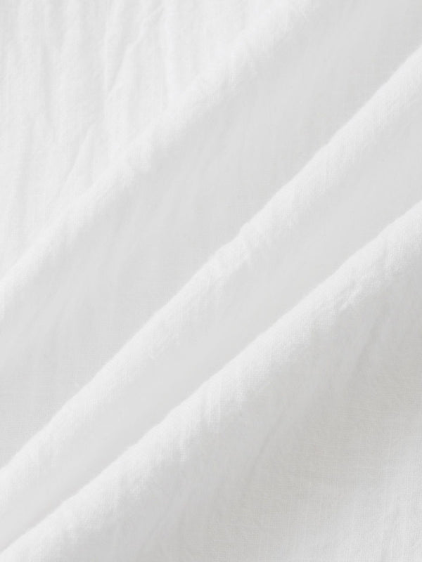 Chemise de plage décontractée à manches courtes en coton et lin pour homme, col montant 