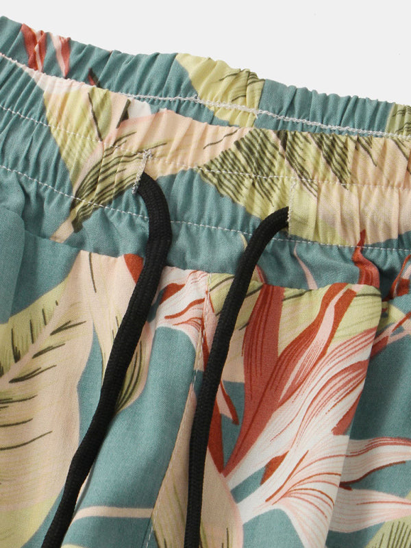Herren Kurzarmhemd-Set im chinesischen Stil mit Print 