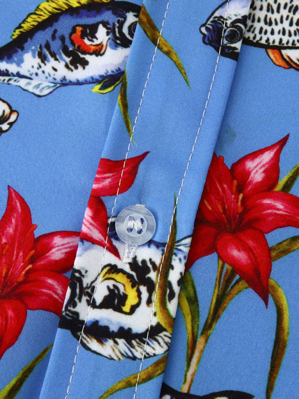 Herren-Strandurlaubshemd mit Blumenmuster 