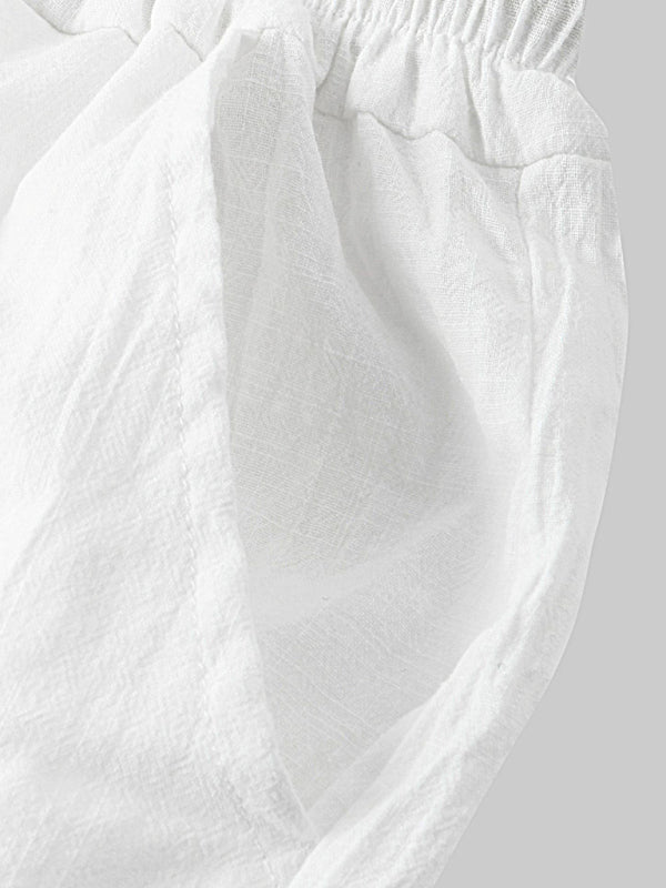 Pantalon décontracté pour homme en coton et lin, style coréen, couleur unie. 