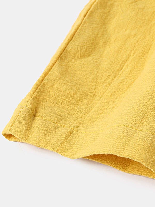 Pantalon décontracté pour homme en coton et lin, style coréen, couleur unie. 