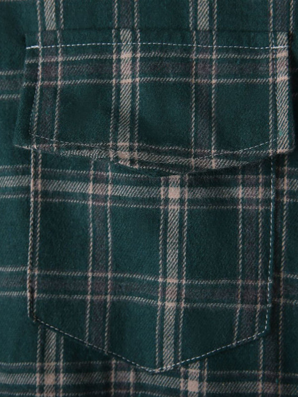 Kariertes Langarmhemd, europäische und amerikanische Allround-Strickjacke 