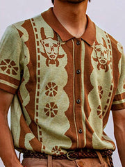 Polo à manches courtes et col à revers, en maille jacquard neuve 