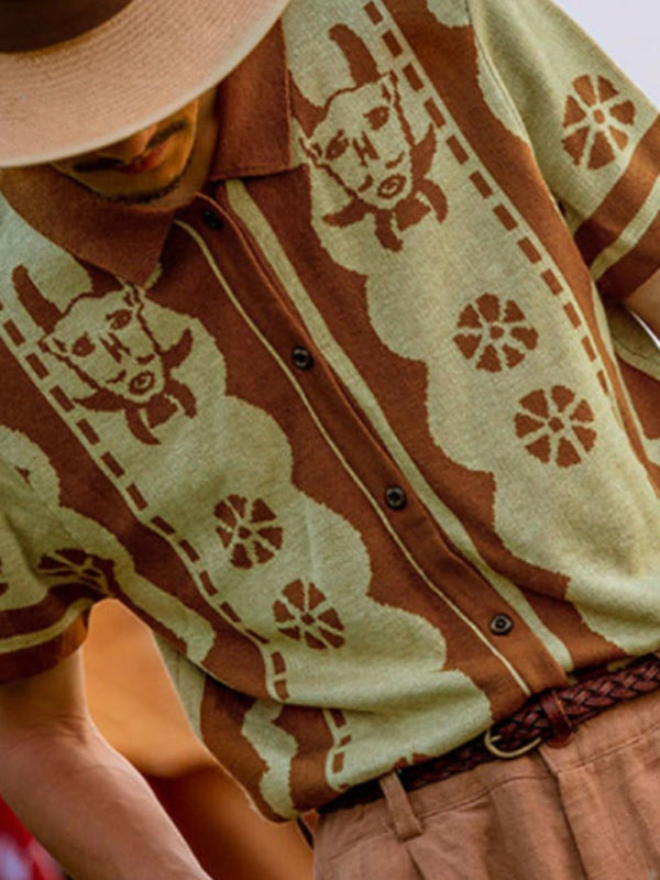 Polo à manches courtes et col à revers, en maille jacquard neuve 