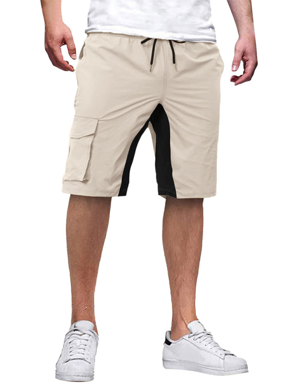 Neue Herren-Latzhose mit Kordelzug, farblich abgesetzten Shorts 