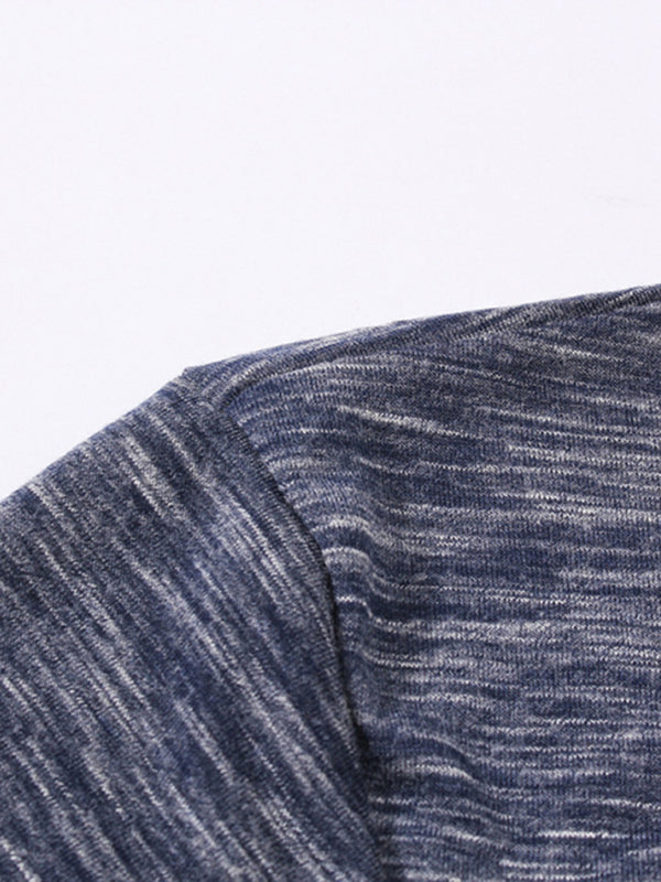 T-shirt d'été à manches courtes pour homme, col Henley, coupe ajustée 