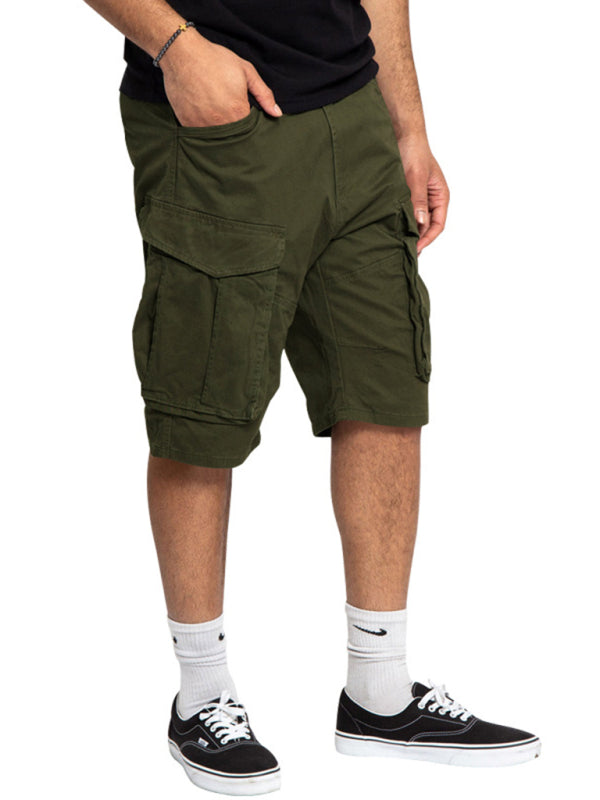 Herren-Cargoshorts mit mehreren Taschen, einfarbig, lässig 