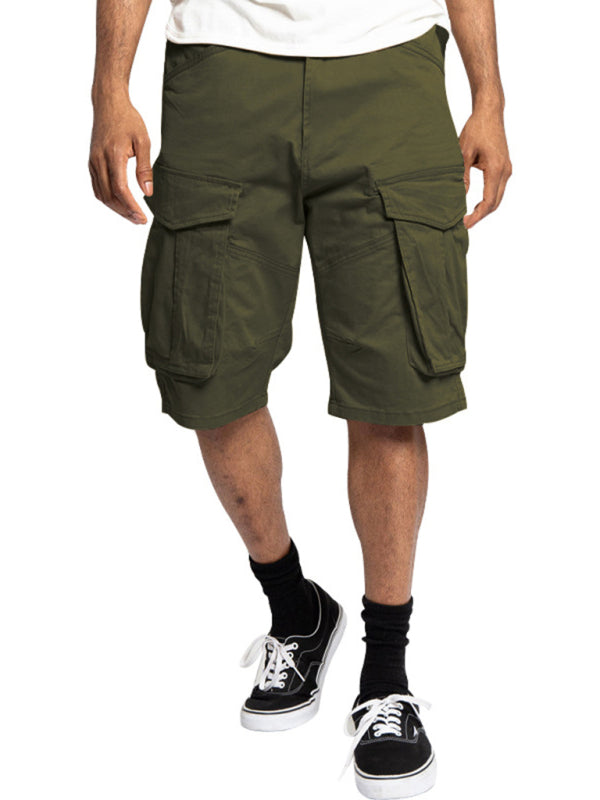 Herren-Cargoshorts mit mehreren Taschen, einfarbig, lässig 