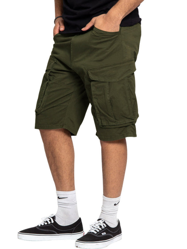 Herren-Cargoshorts mit mehreren Taschen, einfarbig, lässig 