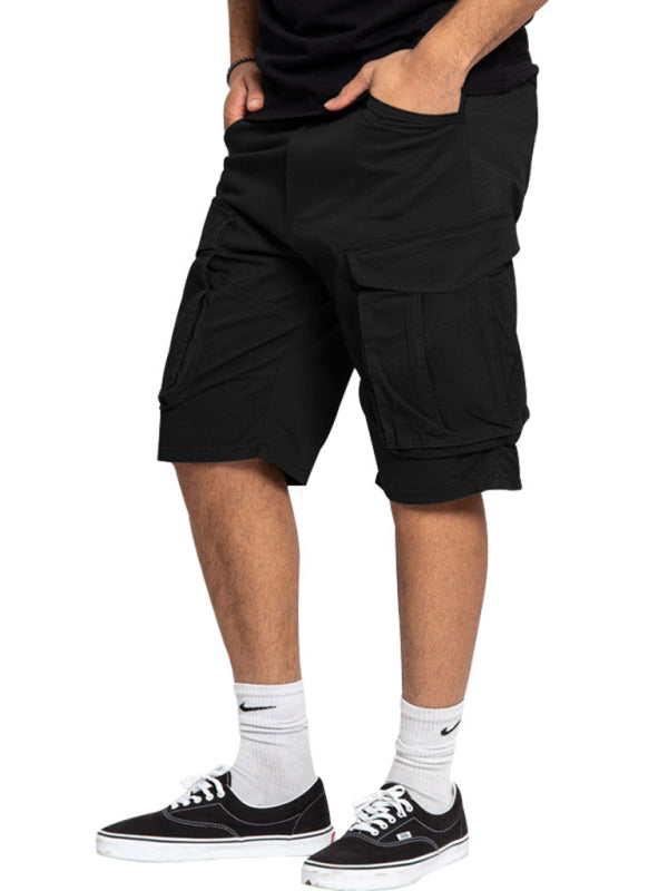 Herren-Cargoshorts mit mehreren Taschen, einfarbig, lässig 