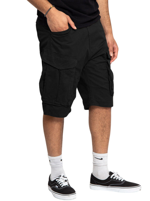 Herren-Cargoshorts mit mehreren Taschen, einfarbig, lässig 
