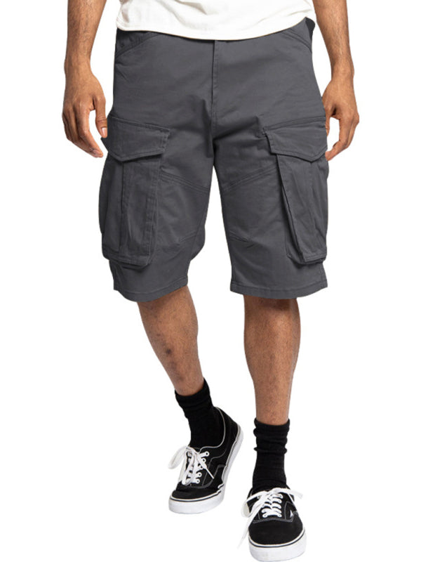 Herren-Cargoshorts mit mehreren Taschen, einfarbig, lässig 