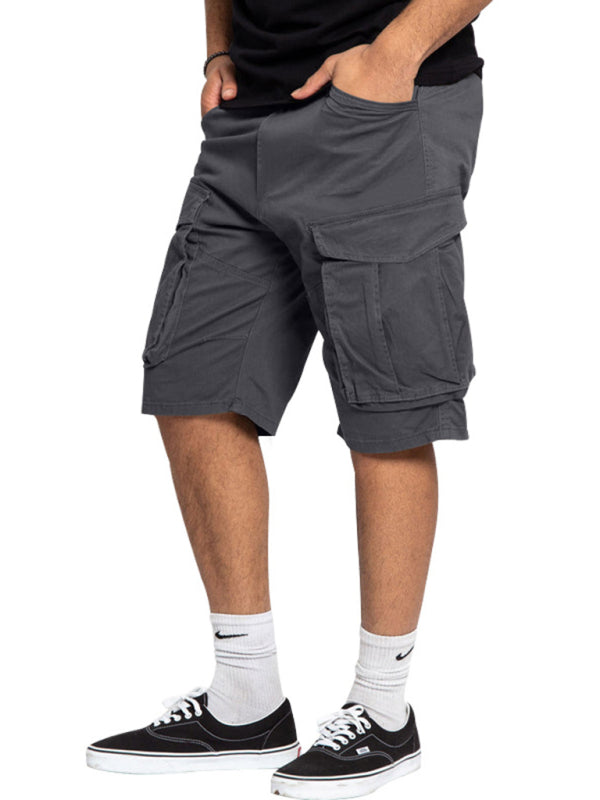 Herren-Cargoshorts mit mehreren Taschen, einfarbig, lässig 