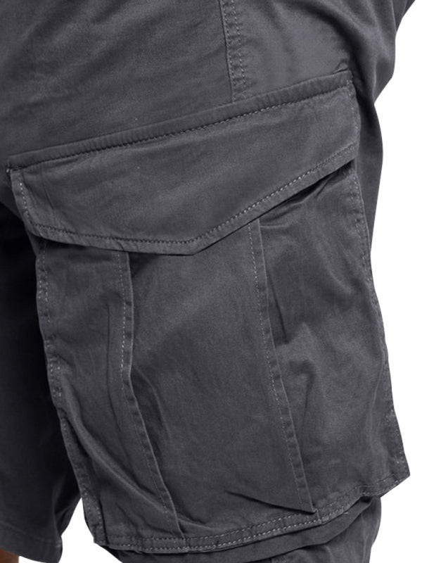Herren-Cargoshorts mit mehreren Taschen, einfarbig, lässig 