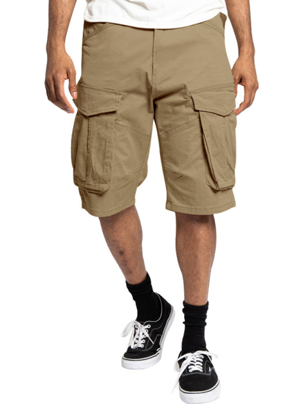 Herren-Cargoshorts mit mehreren Taschen, einfarbig, lässig 