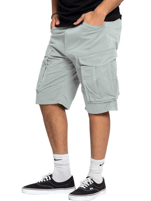 Herren-Cargoshorts mit mehreren Taschen, einfarbig, lässig 