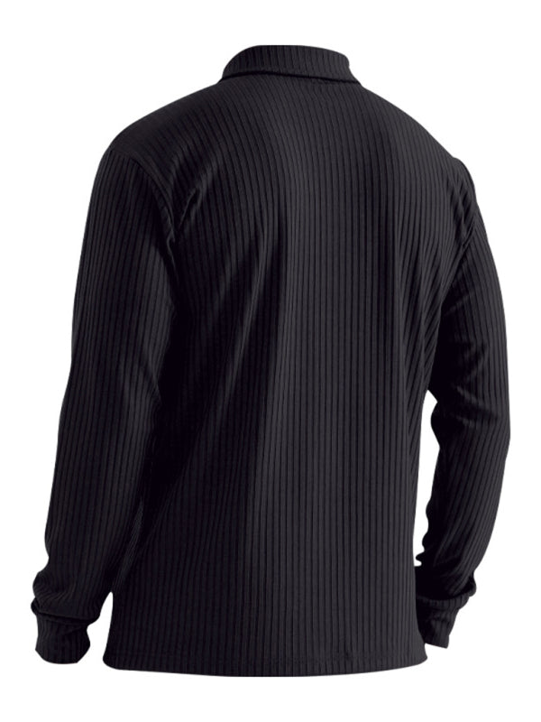 New Men's Lapel Long Sleeve T-Shirt Slim Fit Sports Lapel Polo Shirt