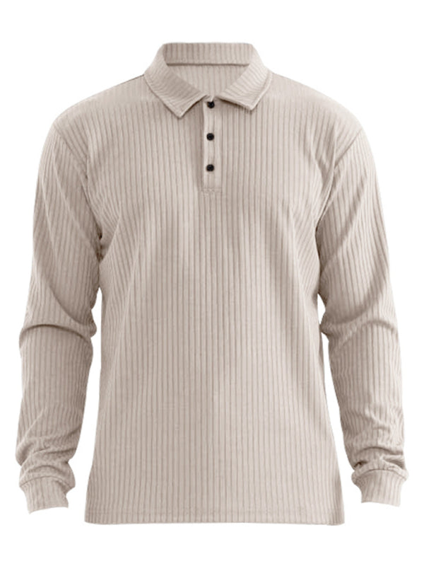New Men's Lapel Long Sleeve T-Shirt Slim Fit Sports Lapel Polo Shirt