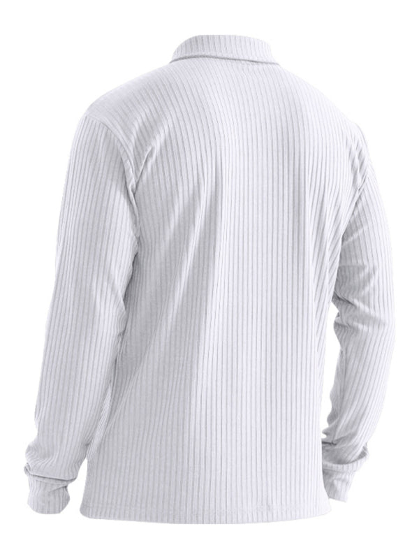 New Men's Lapel Long Sleeve T-Shirt Slim Fit Sports Lapel Polo Shirt