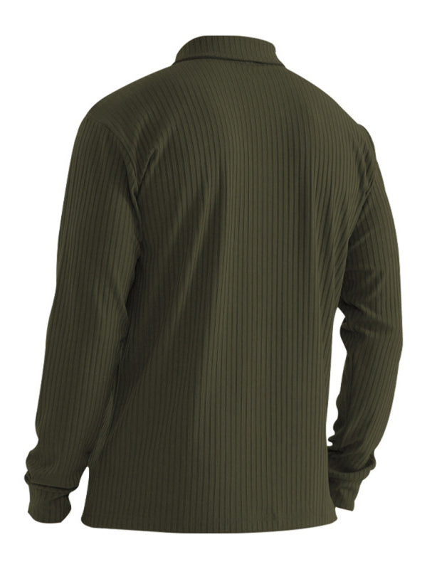 New Men's Long Sleeve T-Shirt Long Sleeve Lapel Polo Shirt