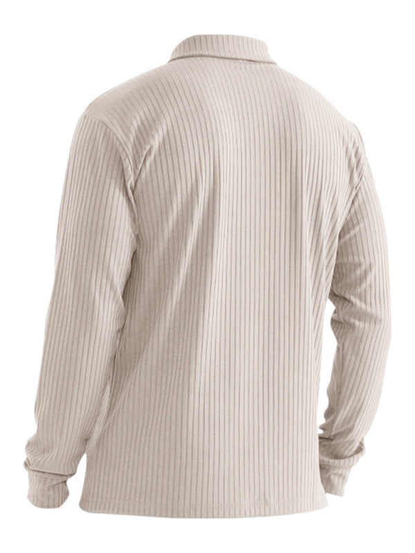 New Men's Long Sleeve T-Shirt Long Sleeve Lapel Polo Shirt