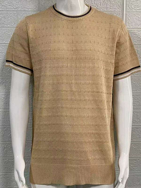 Herren-T-Shirt mit Rundhalsausschnitt, kurzen Ärmeln und schmaler Passform, gestrickt 
