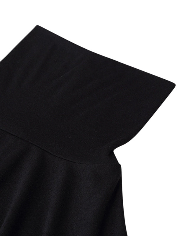 T-shirt à manches longues pour homme, col roulé, couleur unie 