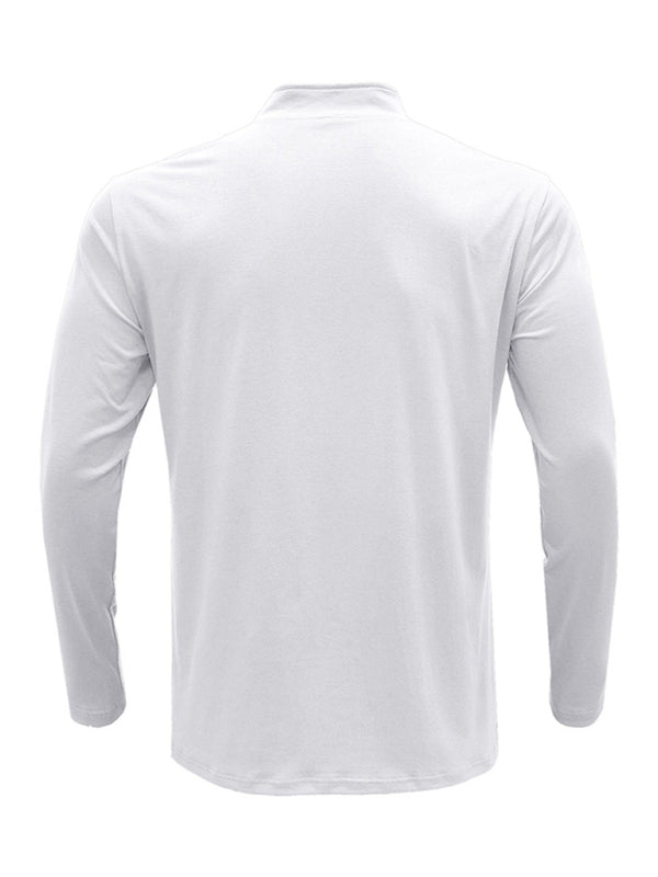 Neues Herren-Poloshirt mit langen Ärmeln, Stehkragen und Reißverschluss 