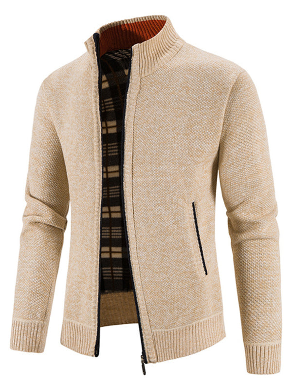 Lässige Herren-Strickjacke mit Stehkragen 