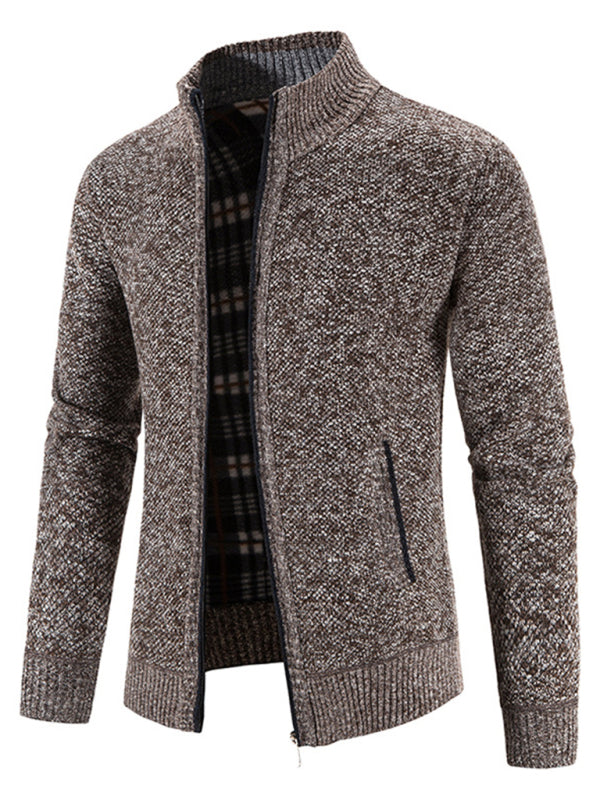 Lässige Herren-Strickjacke mit Stehkragen 