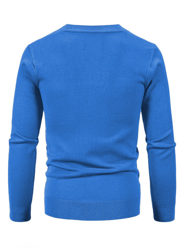 Nouveau cardigan décontracté pour homme, col en V, couleur unie 