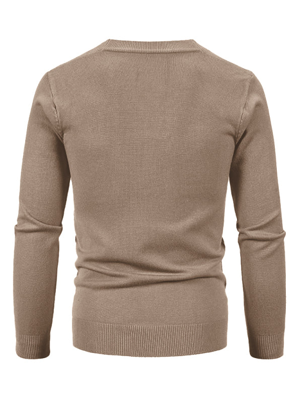 Nouveau cardigan décontracté pour homme, col en V, couleur unie 