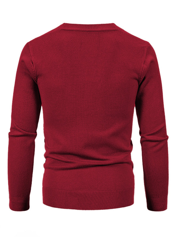 Nouveau cardigan décontracté pour homme, col en V, couleur unie 