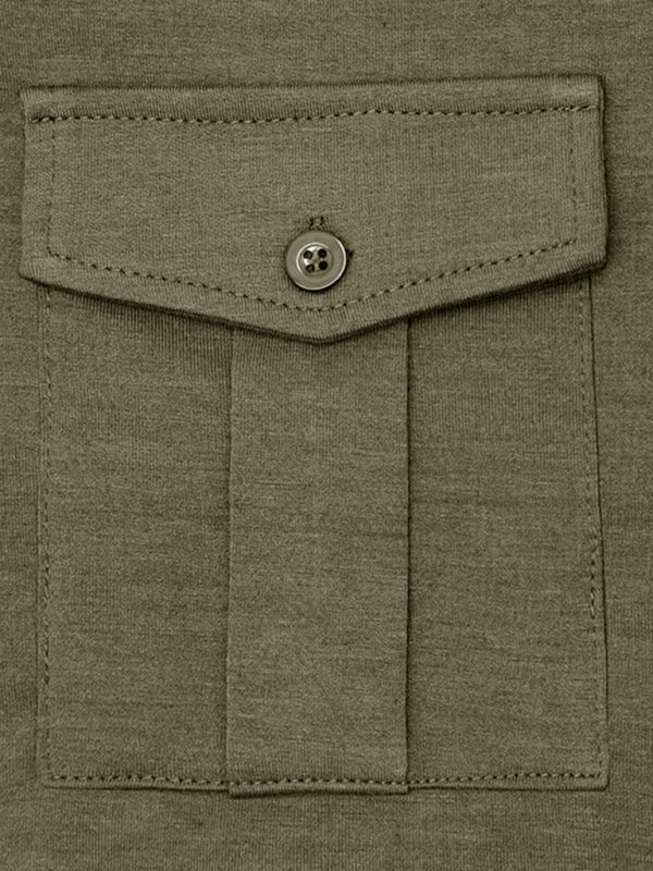 Polo à revers pour homme, couleur unie, manches longues 