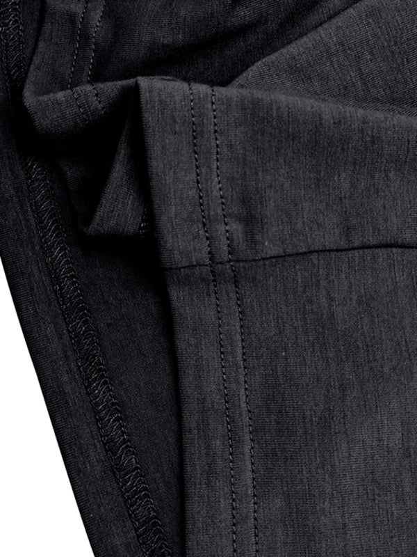 Polo à revers pour homme, couleur unie, manches longues 