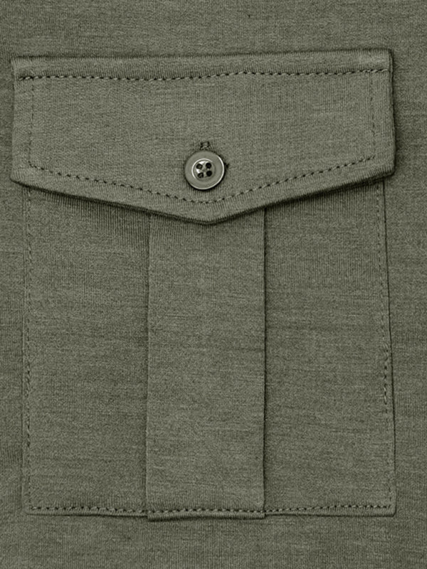 Polo à revers pour homme, couleur unie, manches longues 