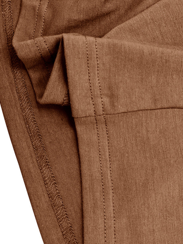 Polo à revers pour homme, couleur unie, manches longues 